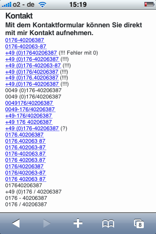 The Screenshot shows the iPhone display of the tested number formats.